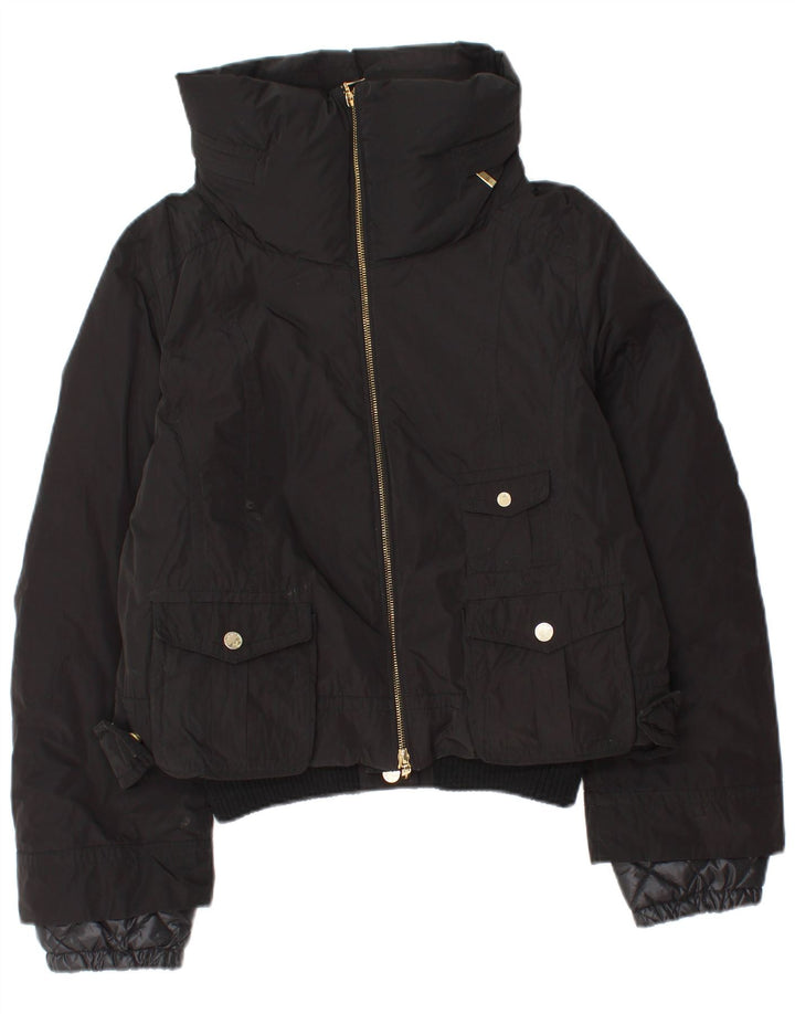 Silk and Soie Veste matelassée à capuche IT 44 Femme Noir Moyen Polyamide
