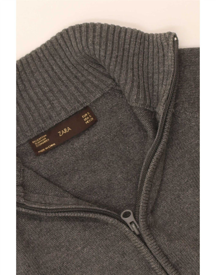 Zara Femme Cardigan Pull UK 8 Petit Gris Coton