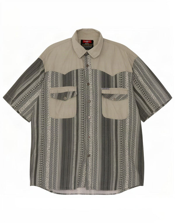 Santoryo Chemise à manches courtes pour homme XL Vert géométrique