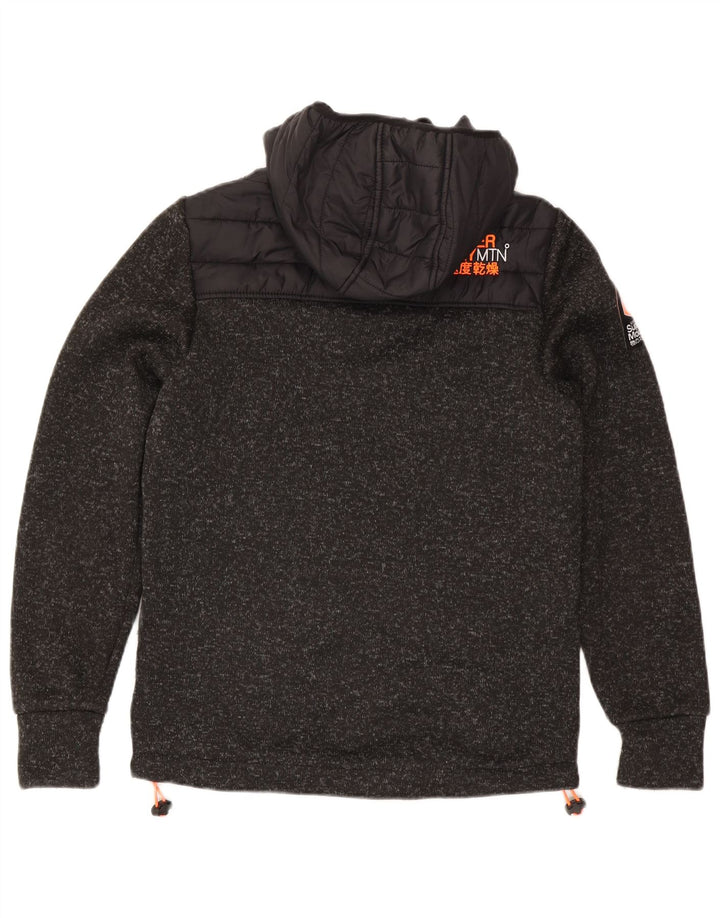 Superdry Veste matelassée à capuche pour femme UK 14 Polyester moucheté noir moyen