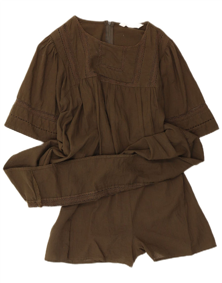 Zara Combishort Femme UK 14 Kaki Moyen