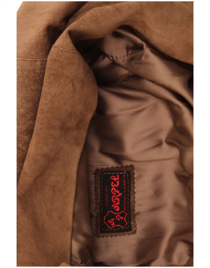 veste en daim femme vintage UK 16 Grand cuir brun