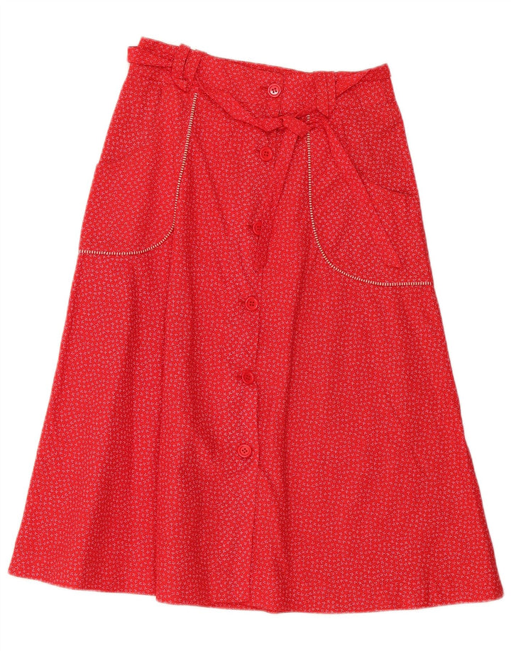 vintage Femme Jupe A-Line IT 42 Moyen W28 Rouge Floral