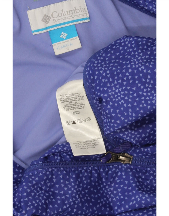 Columbia Veste de Pluie à Capuche Fille 7-8 Ans Petit Bleu Géométrique Polyester