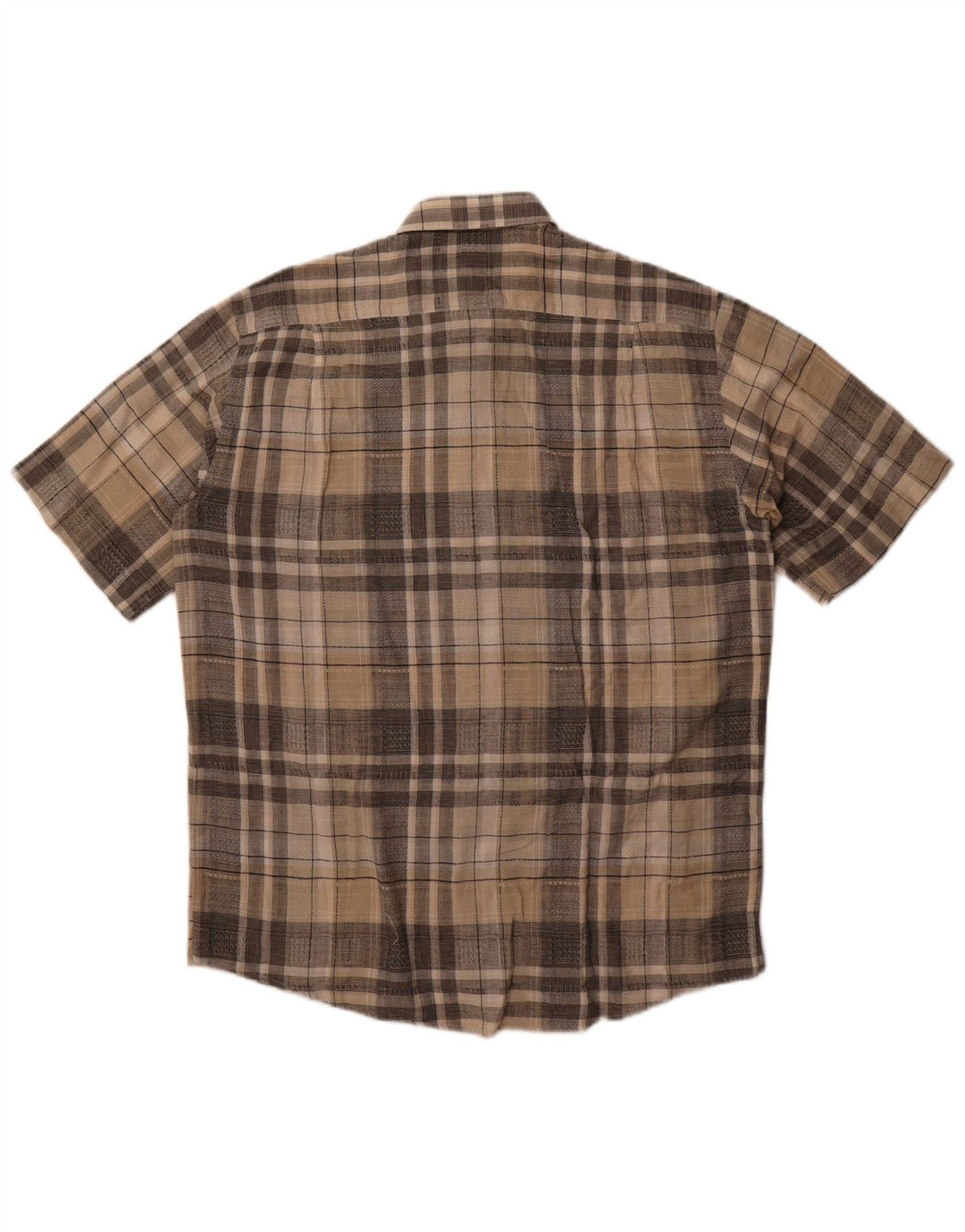 Belmonte Chemise à manches courtes pour homme Taille 42 Grand coton à carreaux beige