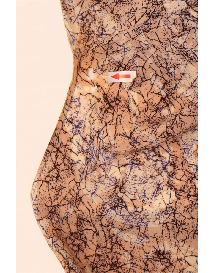 vintage Womens Abstract Pattern Shift Dress UK 16 Grand Marron