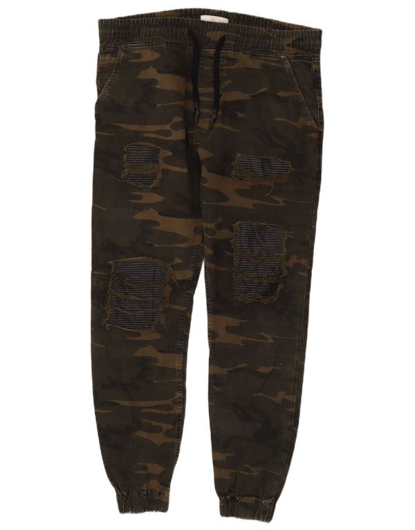 Zara Pantalon Chino Joggers Homme Large W32 L27 Kaki Camouflage Coton