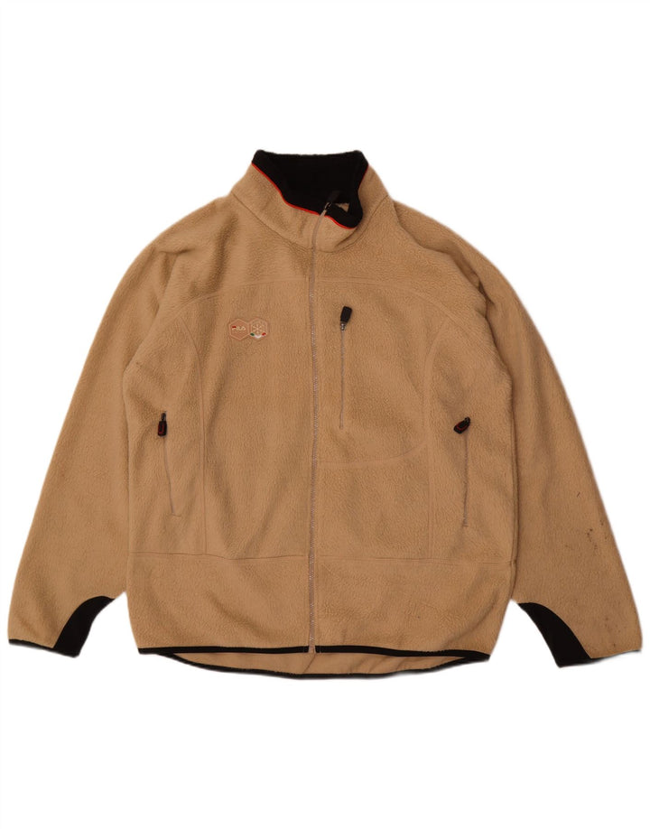 Fila Veste polaire pour homme UK 44 2XL Beige Colourblock