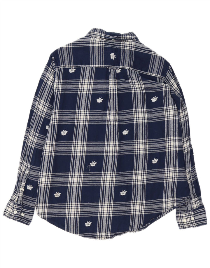 GANT Chemise en flanelle pour femme UK 14 Medium Navy Blue Plaid Cotton