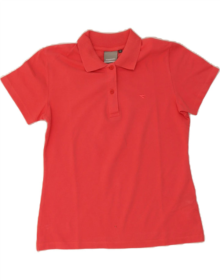 DIADORA Womens Polo Shirt UK 14 Medium Red Cotton Vintage Diadora and Second-Hand Diadora from Messina Hembry 