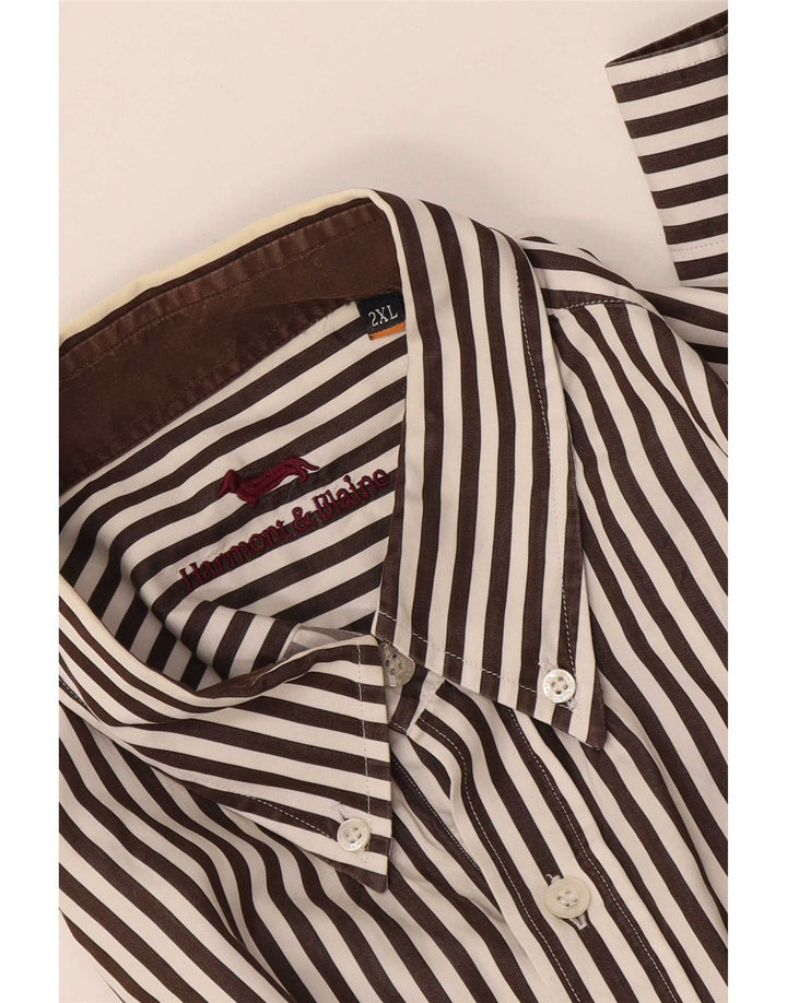 Harmont & Blaine Chemise homme 2XL Marron à fines rayures