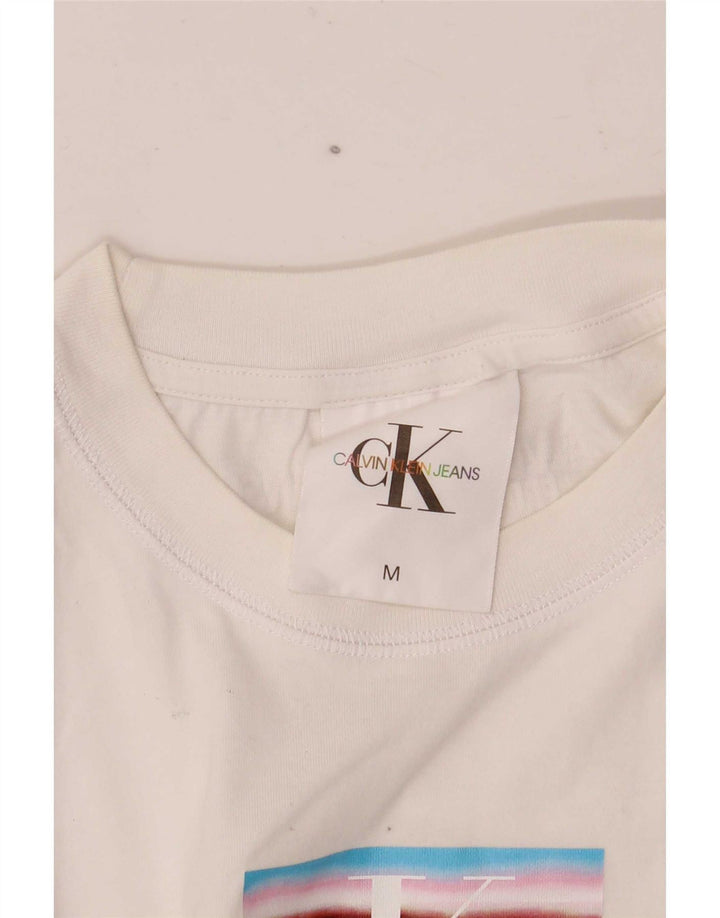 Calvin Klein Débardeur court graphique pour femme UK 12 Blanc moyen