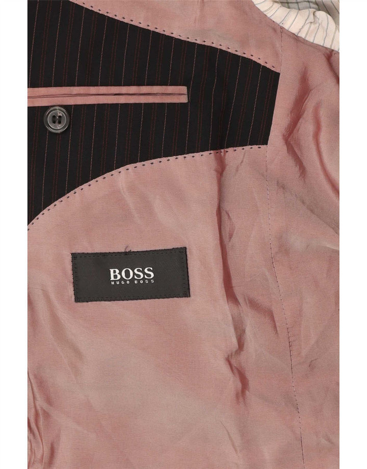 Hugo Boss Veste blazer à 3 boutons pour homme IT 52 XL en laine à fines rayures noires classique