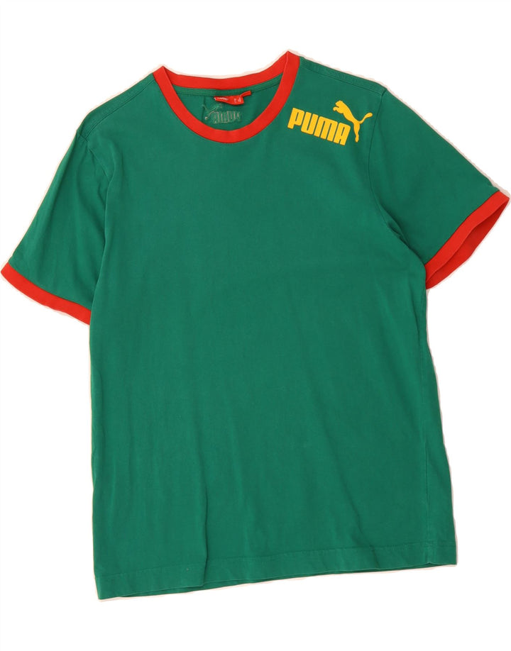 PUMA Mens Graphic T-Shirt Top Medium Green Cotton Vintage Puma and Second-Hand Puma from Messina Hembry 