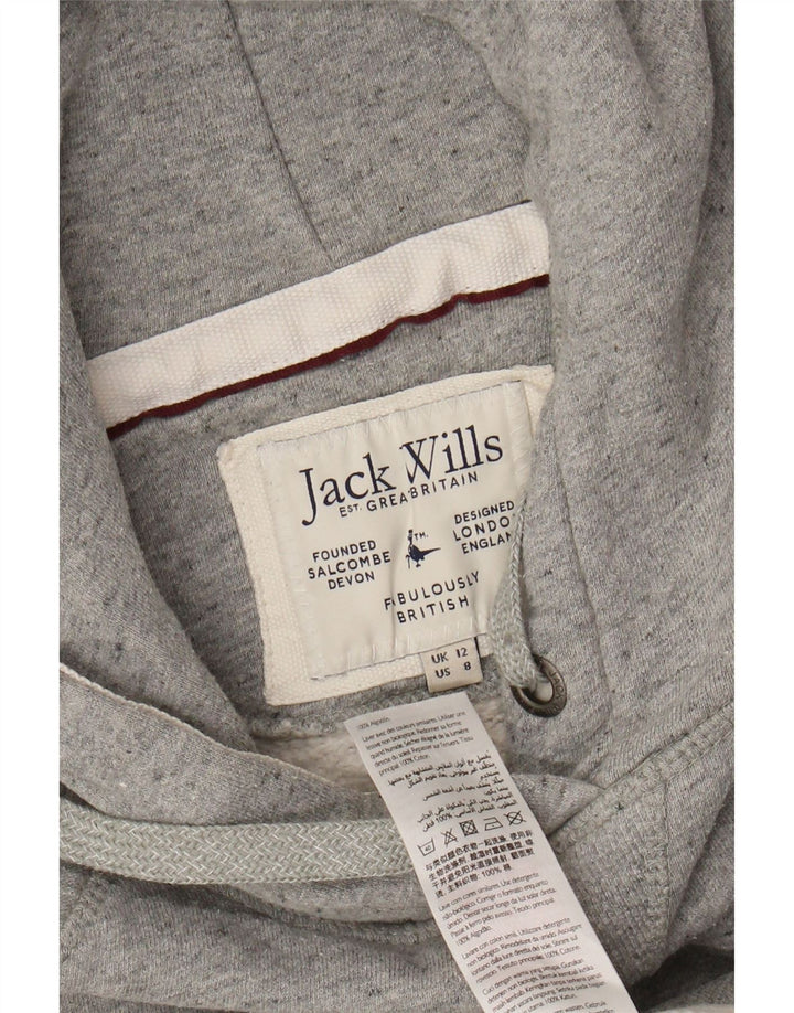 JACK WILLS Pull à capuche graphique pour femme UK 12 Gris moyen Colourblock