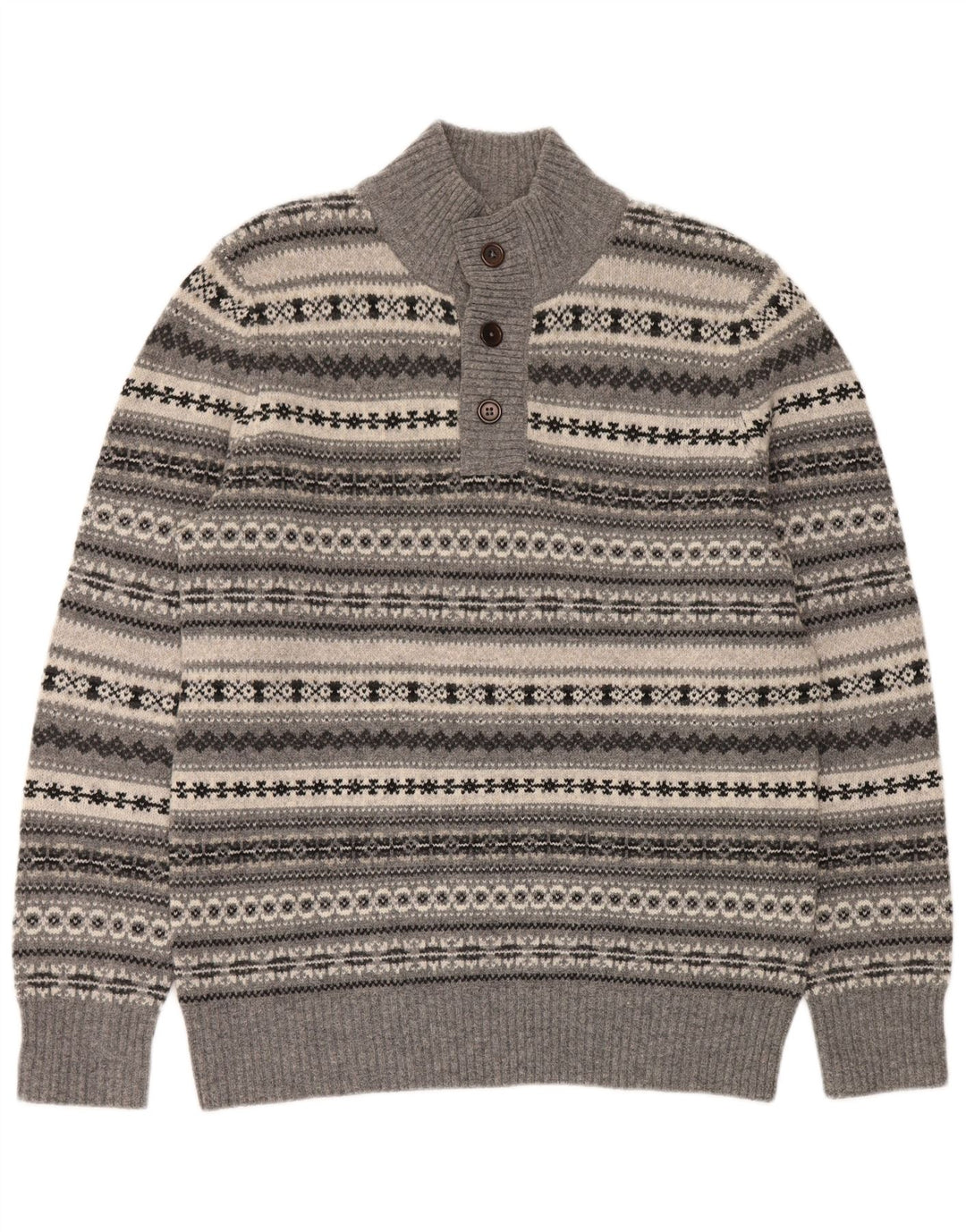 Crew Clothing Pull à col boutonné pour homme Taille L Gris Fair Isle