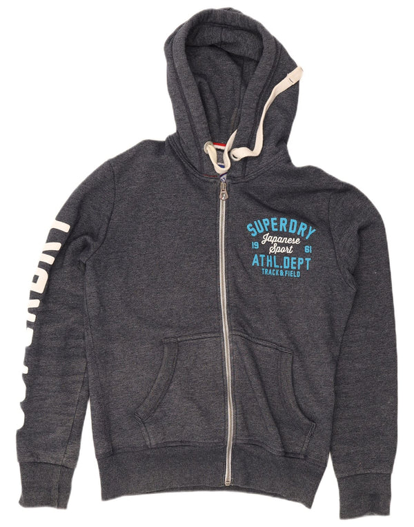 Superdry Pull à capuche zippé graphique pour hommes, grand coton gris
