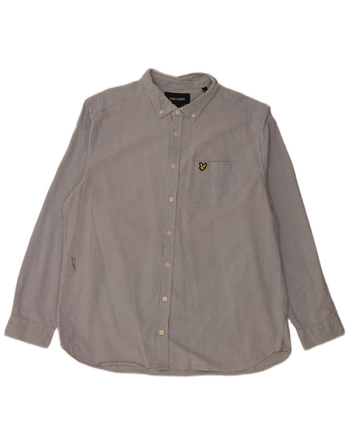 LYLE & SCOTT Chemise homme 2XL Coton à fines rayures bleues