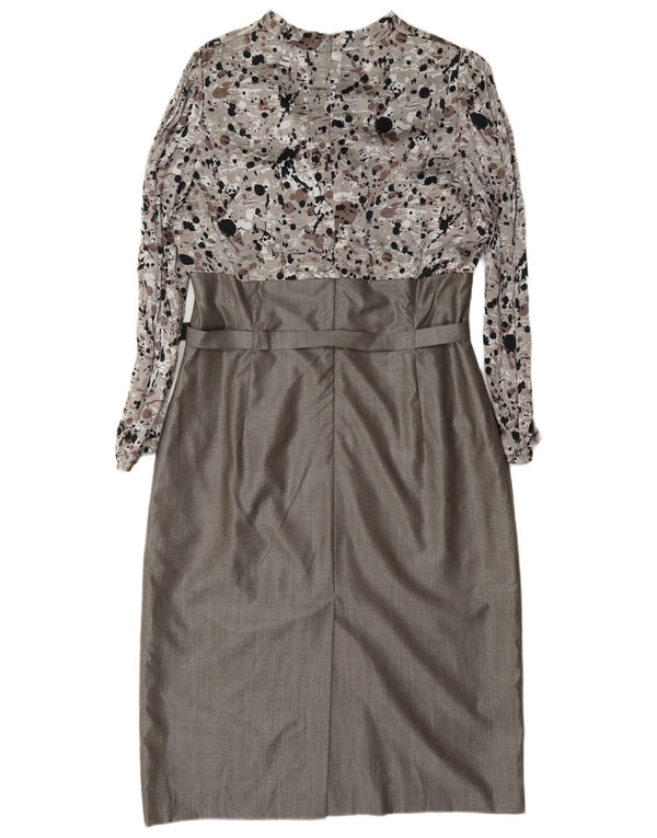 Jean Paul Robe fourreau à manches longues pour femme UK 18 XL Viscose à pois gris