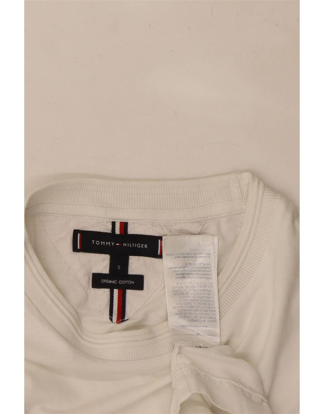 TOMMY HILFIGER T-Shirt Femme Top UK 10 Small Blanc Coton