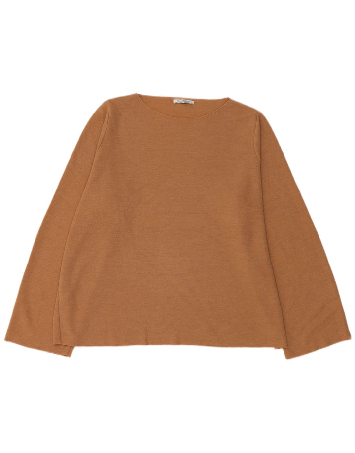Zara Femme Haut Oversize Manches Longues UK 16 Grand Coton Marron