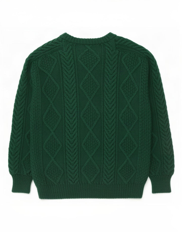 vintage Mens Crew Neck Jumper Pull Vert Moyen