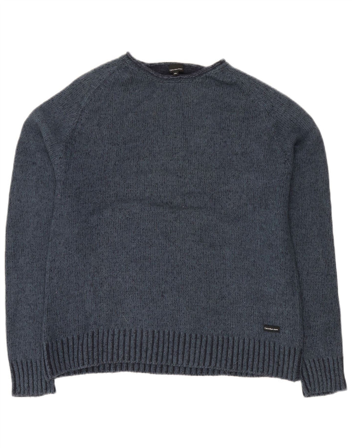 Calvin Klein Jeans Pull ras du cou pour homme XL en laine bleu marine
