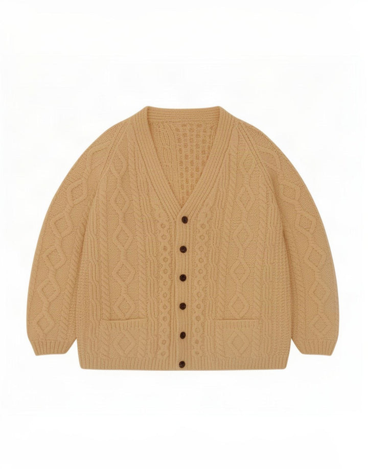 Pull Cardigan Vintage Homme Beige Moyen