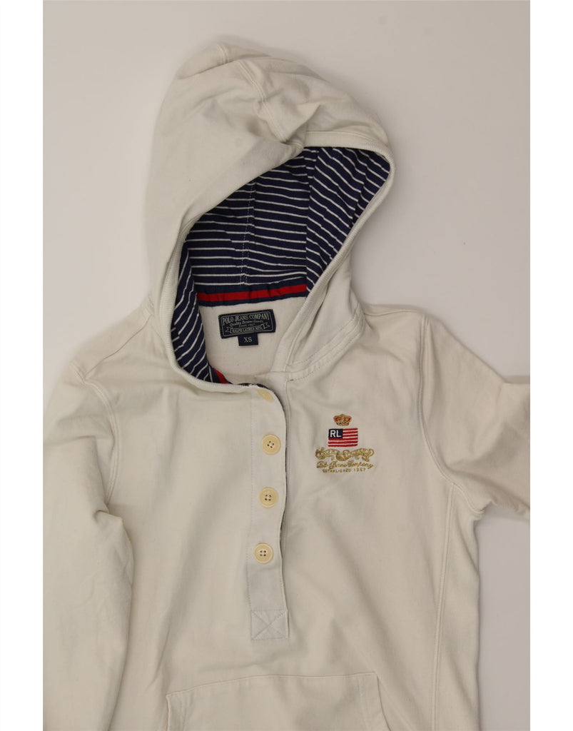 RALPH LAUREN Womens Hoodie Jumper UK 6 XS White Cotton Vintage Ralph Lauren and Second-Hand Ralph Lauren from Messina Hembry 