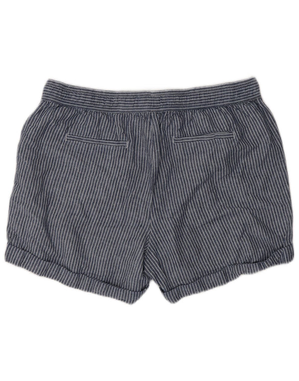 Marks & Spencer Short décontracté pour femme UK 14 Large W32 Bleu marine à fines rayures