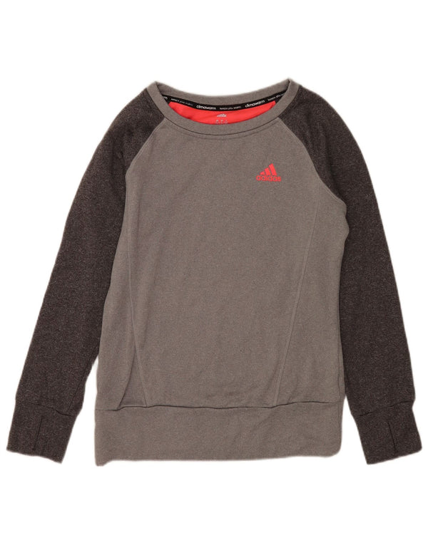 Adidas Climawarm Sweatshirt Jumper UK 8/10 Petit Gris Colorblock