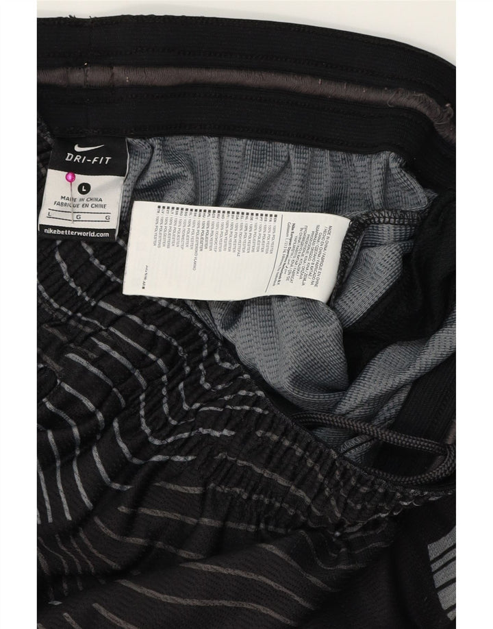 NIKE Short de sport Dri Fit pour hommes, grand, noir, géométrique, en polyester