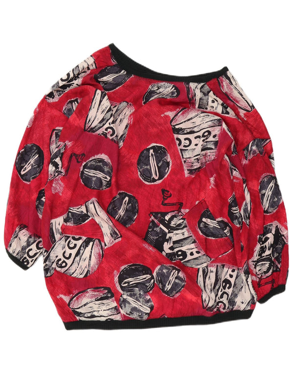 Vintage Womens Oversized Abstract Pattern Blouse Top UK 18 XL Red