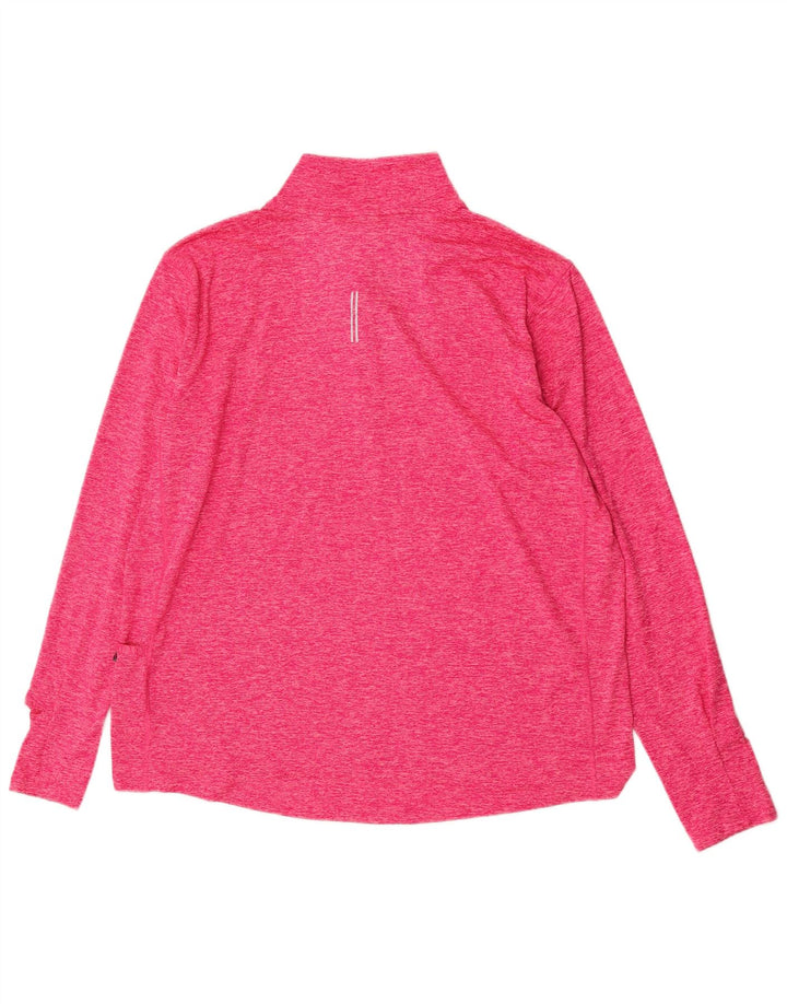 Nike Dri Fit Running Zip Neck Pull Survêtement Top XL Rose Moucheté