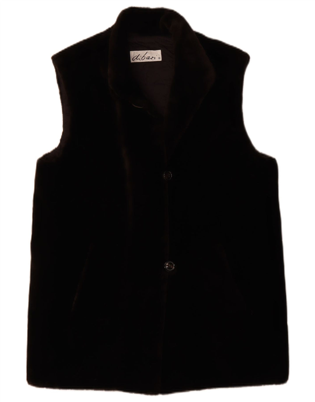vintage Femmes Surdimensionné Fausse Fourrure Gilet EU 38 Moyen Brun Polyacrylique