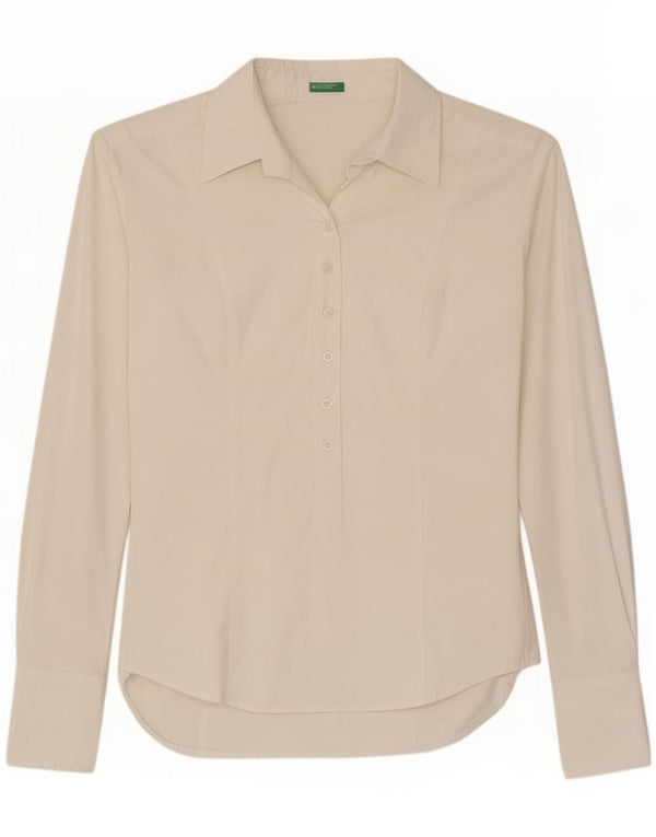 Benetton Chemise Pull Femme UK 10 Small Blanc