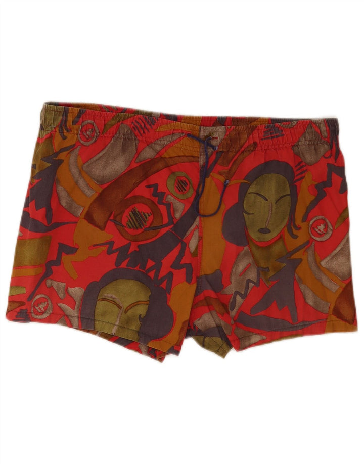 Allen Cox Short de bain à motif abstrait pour homme en coton multicolore