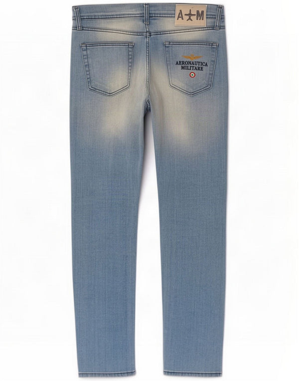 Aeronautica Militare Jean slim pour homme IT 50 Large W34 L31 Bleu Coton