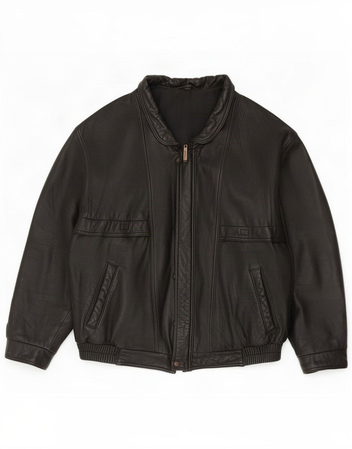 veste en cuir homme vintage IT 52 XL Noir Classique