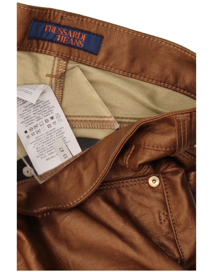 TRUSSARDI Pantalon Slim En Simili Cuir W33 L29 Marron Viscose