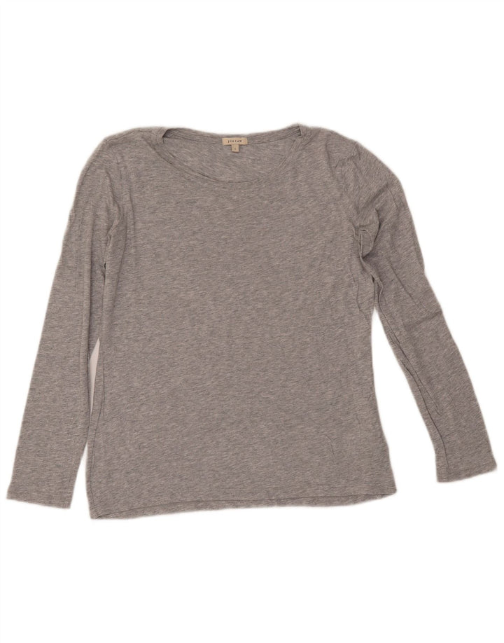 JIGSAW Haut à manches longues pour femme UK 10 Small Gris Modal