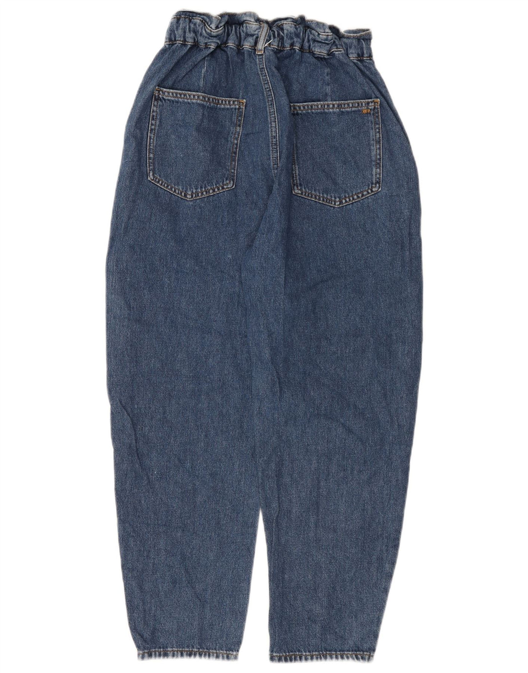 ZARA Jean court ample taille haute pour femme EU 38 Small W28 L25 Bleu