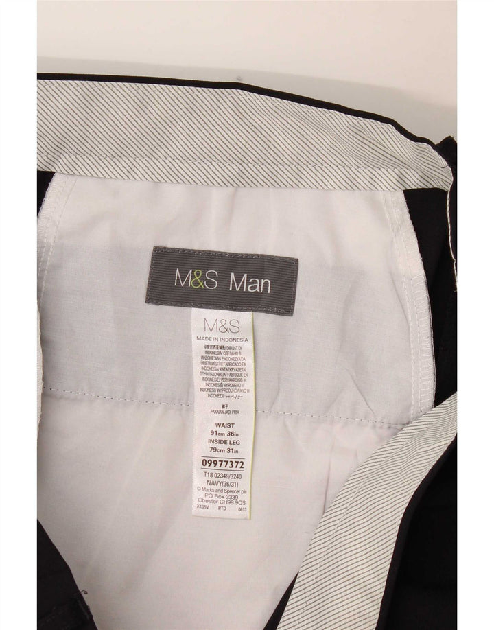 Marks & Spencer Pantalon Chino Droit Homme W36 L31 Bleu Marine Polyester