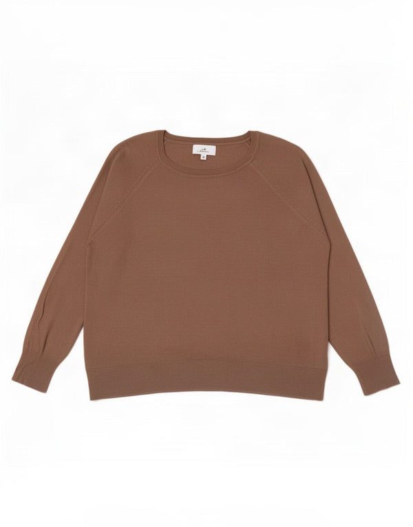 Zara Pull surdimensionné à col bateau pour femme UK 18 XL Marron Viscose