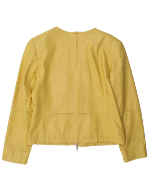 DINO' Z Veste en cuir zippée pour femme UK 12 Cuir jaune moyen