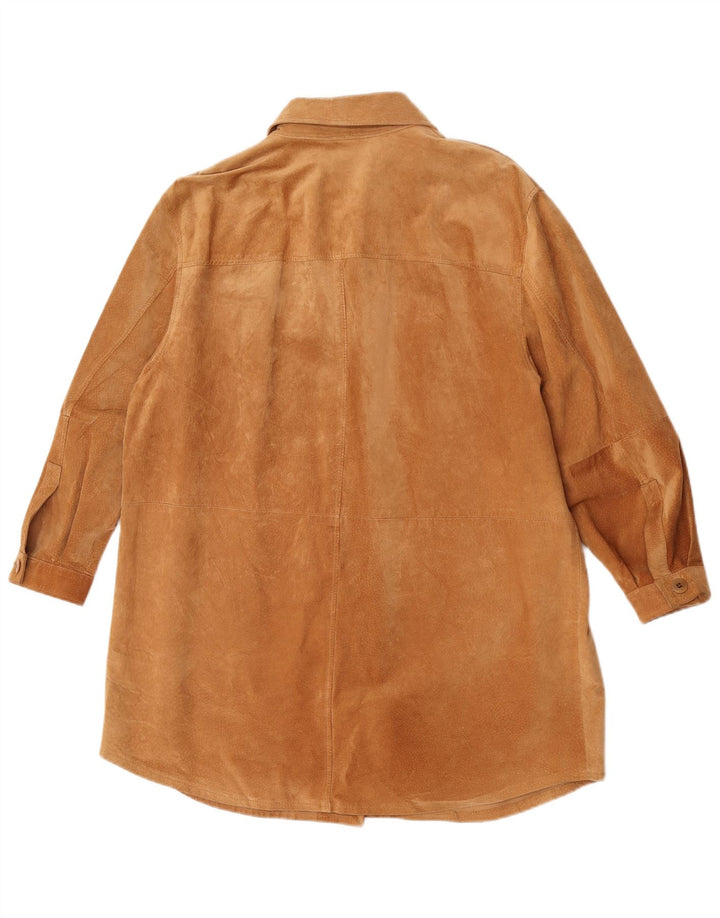 vintage Femme Surchemise Chemise En Daim UK 18 XL Marron