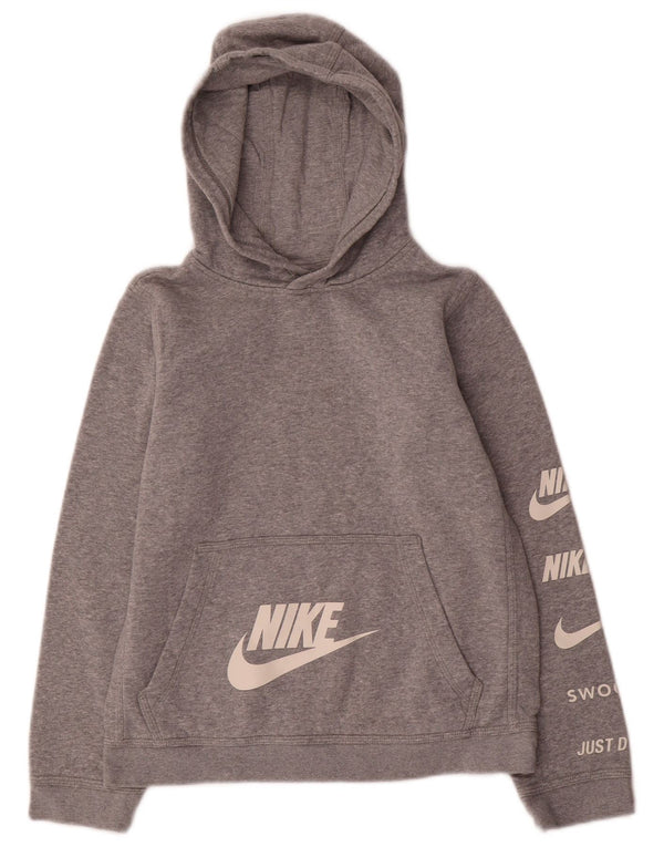 Nike Pull à capuche graphique pour garçon 12-13 ans Grand coton moucheté gris
