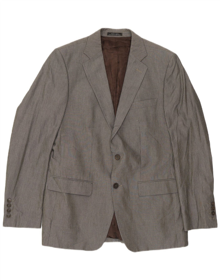 Zara Veste Blazer 2 Boutons Homme EU 52 Grande Rayure Grise