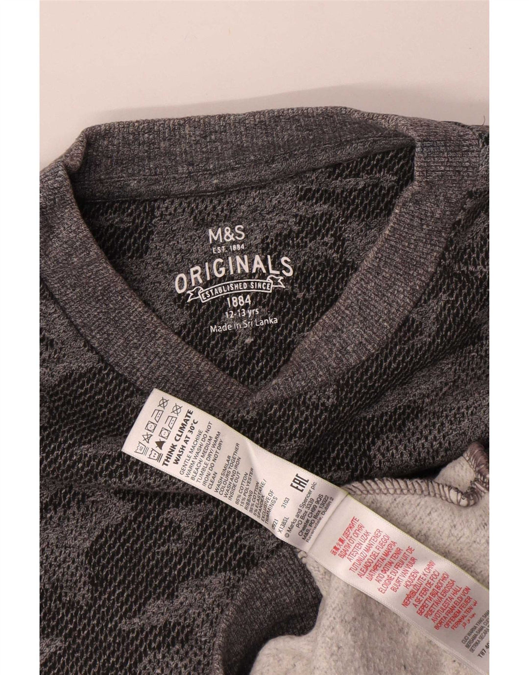 Marks & Spencer Sweat-Shirt Garçon 12-13 Ans Gris Camouflage Coton