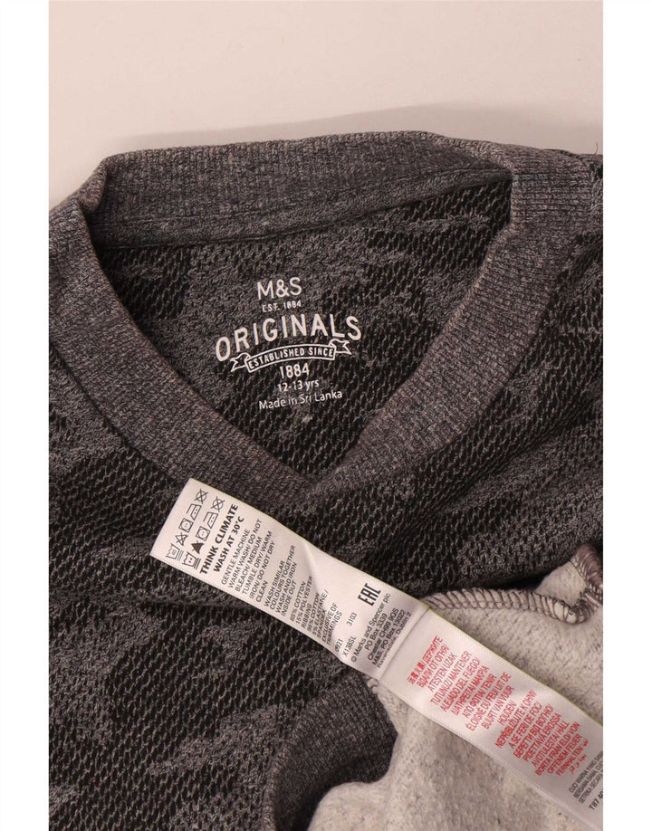 Marks & Spencer Sweat-Shirt Garçon 12-13 Ans Gris Camouflage Coton